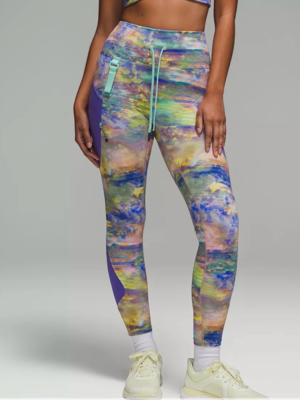 lululemon athletica Multicolor Printed Leggings with Purple Panels, size 12